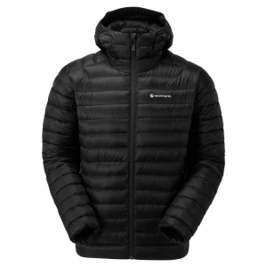 Black Montane Anti-Freeze Hooded Men's Down Jackets | UBV4673AT