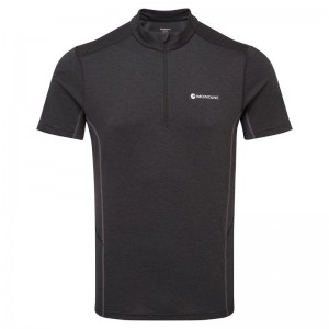 Black Montane Dart Zip Men's T Shirts | YXV8947IT