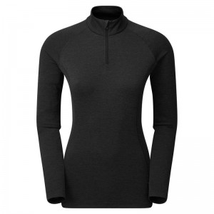 Black Montane Dart Zip Neck Women's T Shirts | SQS3739EI