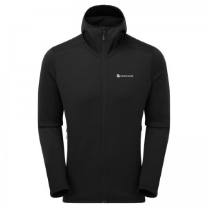 Black Montane Fury Hooded Men's Fleece Jackets | GGI183GE