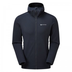 Dark Blue Montane Protium Hooded Men's Fleece Jackets | XWT5276KN