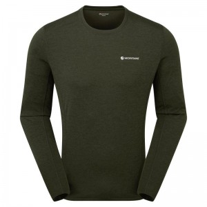 Dark Green Montane Dart Long Sleeve Men's T Shirts | NFX739SE
