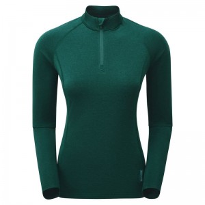 Dark Green Montane Dart Thermo Zip Neck Women's T Shirts | VYB2790MU