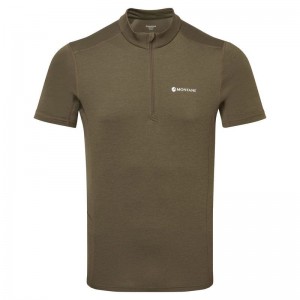 Dark Green Montane Dart Zip Men's T Shirts | CIU156UI