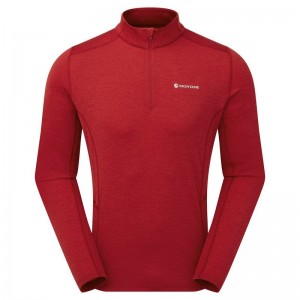 Dark Red Montane Dart Zip Neck Men's T Shirts | SKI6213GA