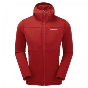 Dark Red Montane Fury XT Hooded Men's Fleece Jackets | EPE7383YL