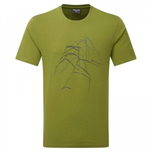 Green Montane Abstract Mountain Men's T Shirts | JGW1475US