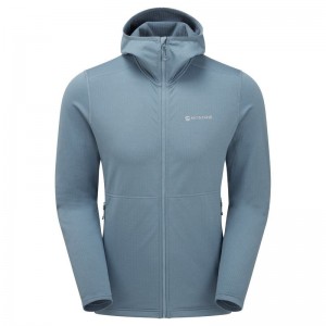 Grey Blue Montane Protium Hooded Men's Fleece Jackets | ACV1693BC