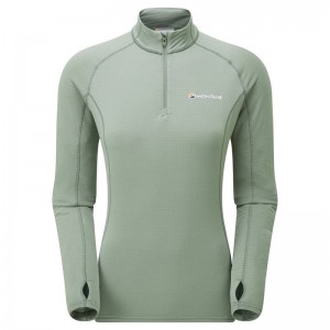 Grey Green Montane Allez Micro Pull-On Women's Fleece Jackets | CJH9337VF