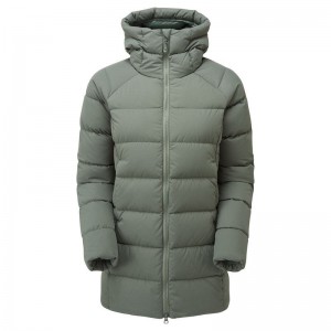 Grey Green Montane Tundra Hooded Women's Down Jackets | ZQK5228ZJ