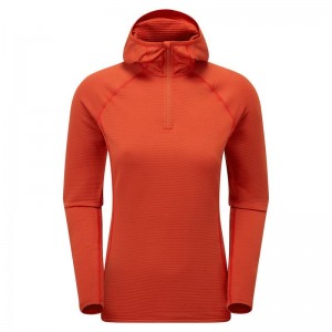 Orange Red Montane Protium Lite Hooded Pull On Women's Fleece | WXC6540XX