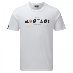 White Montane Geometry Men's T Shirts | XZM6659ZB