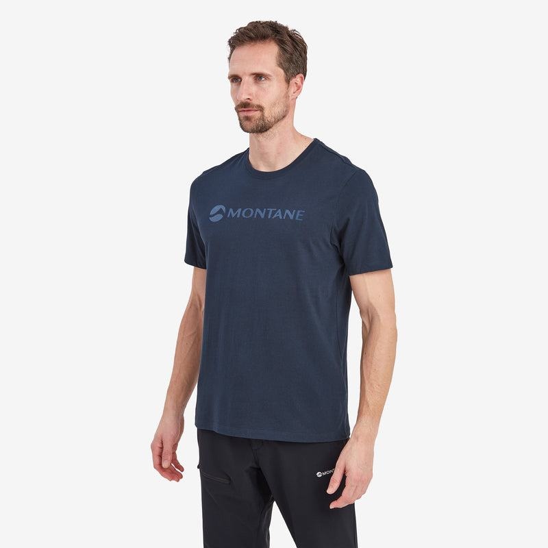 Dark Blue Montane Mono Logo Men's T Shirts | JQY8283XZ