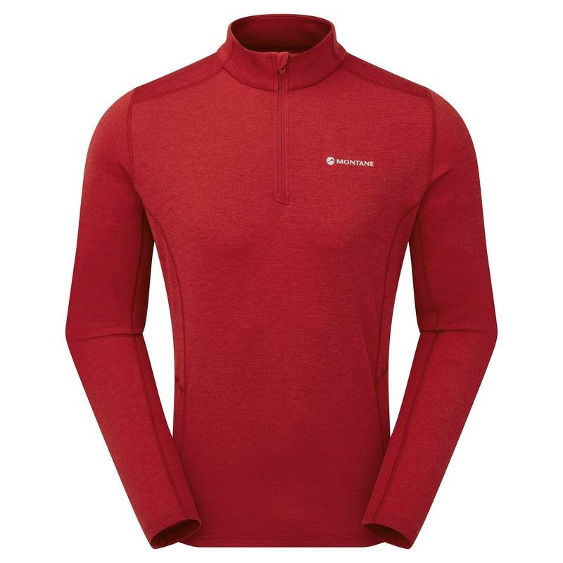 Dark Red Montane Dart Zip Neck Men\'s T Shirts | SKI6213GA
