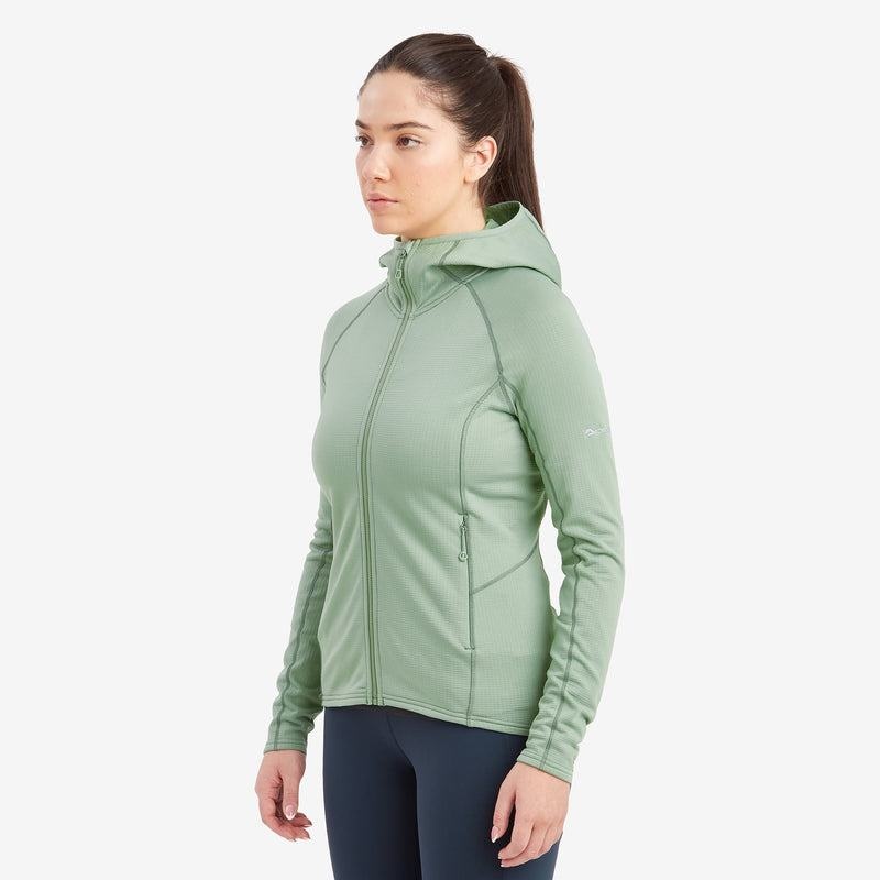 Grey Green Montane Protium Hooded Women's Fleece Jackets | HGF469VC
