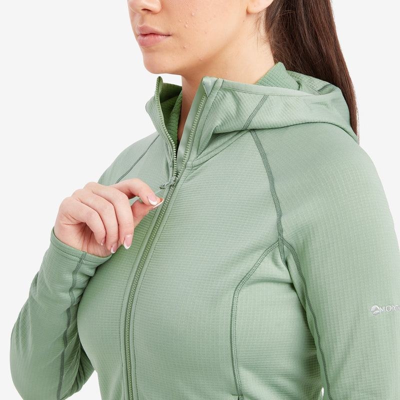 Grey Green Montane Protium Hooded Women's Fleece Jackets | HGF469VC