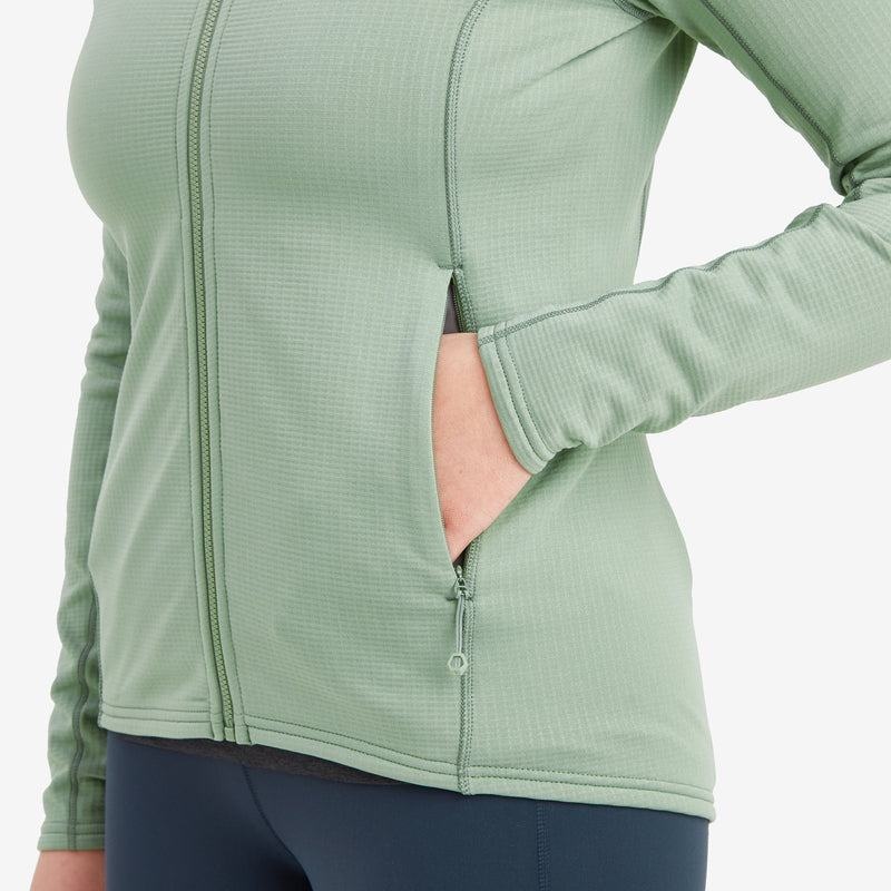Grey Green Montane Protium Hooded Women's Fleece Jackets | HGF469VC