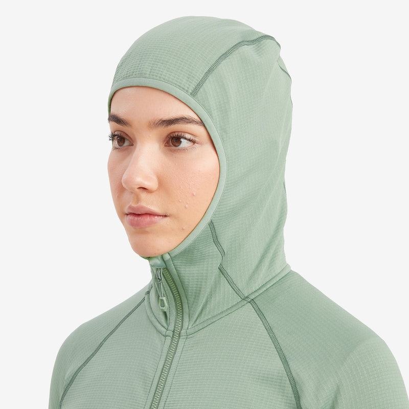 Grey Green Montane Protium Hooded Women's Fleece Jackets | HGF469VC