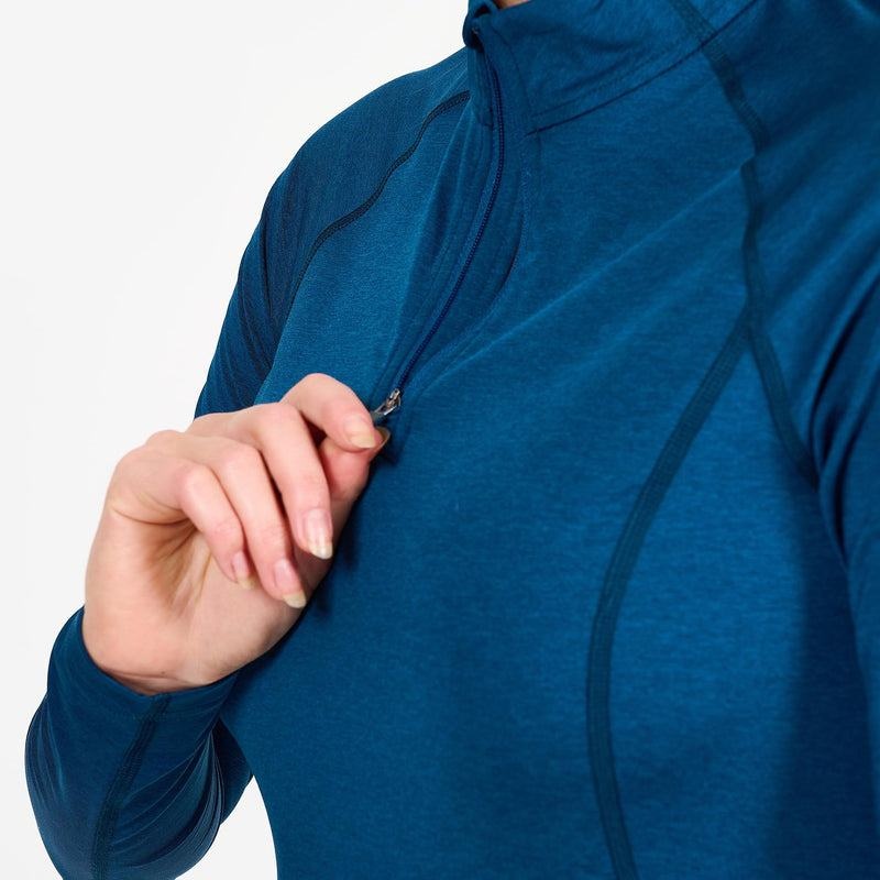 Navy Blue Montane Dart Thermo Zip Neck Women's T Shirts | QPE286ME