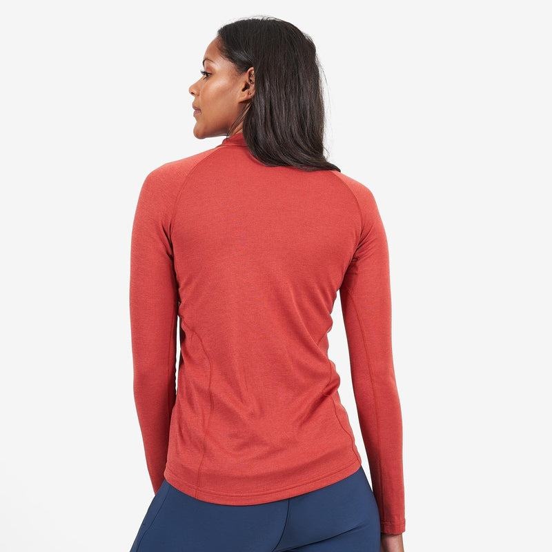 Orange Red Montane Dart Zip Neck Women's T Shirts | ZXQ3113IF