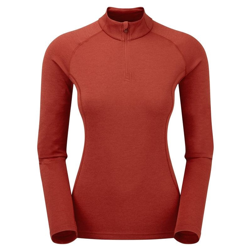 Orange Red Montane Dart Zip Neck Women\'s T Shirts | ZXQ3113IF